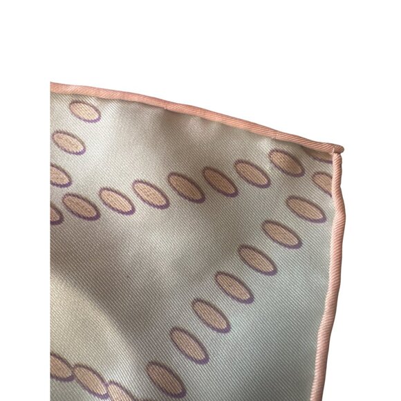 Silk Scarf With Geometric Snowflake Design Blue Multicolor Rolled Edge - Picture 3 of 4